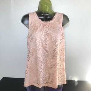 LOFT Women's Lace Sleeveless Top - Blush Pink 🪷